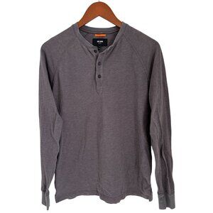 Jack Spade Mens Gray Long Sleeve Henley Shirt M 79% Cotton 21% Polyester